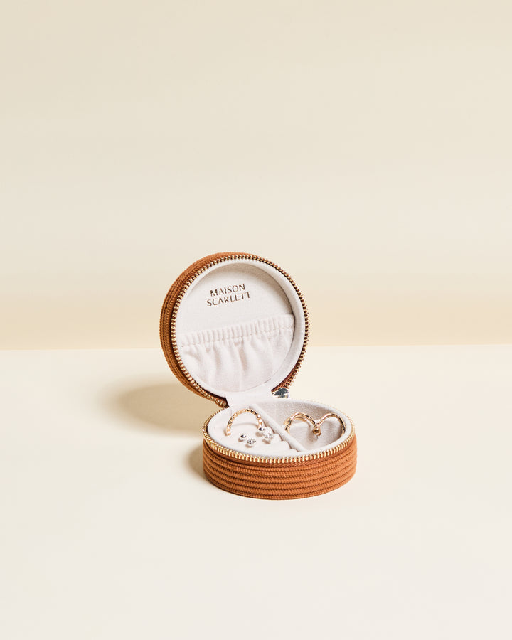 Yvonne corduroy travel jewelry box