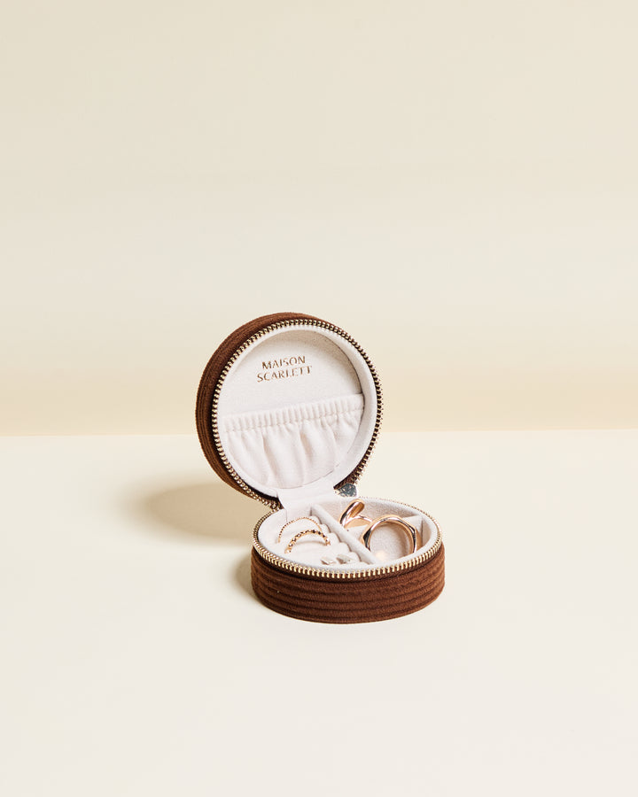 Yvonne corduroy travel jewelry box
