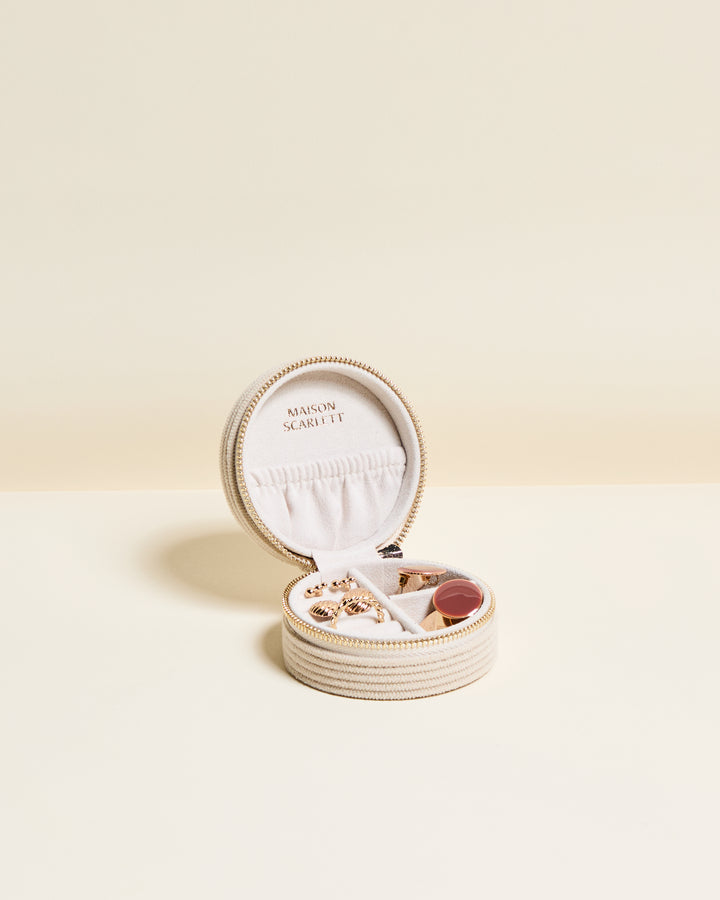 Yvonne corduroy travel jewelry box