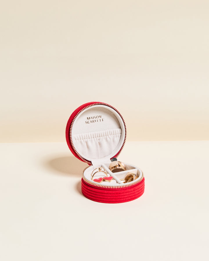 Yvonne corduroy travel jewelry box