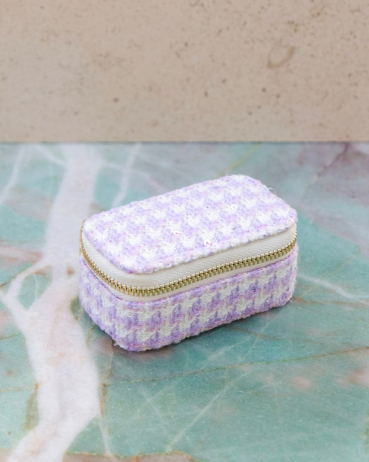 Marie mini houndstooth travel jewelry box - outlet