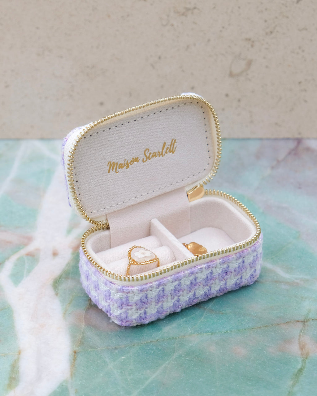 Marie mini houndstooth travel jewelry box - outlet