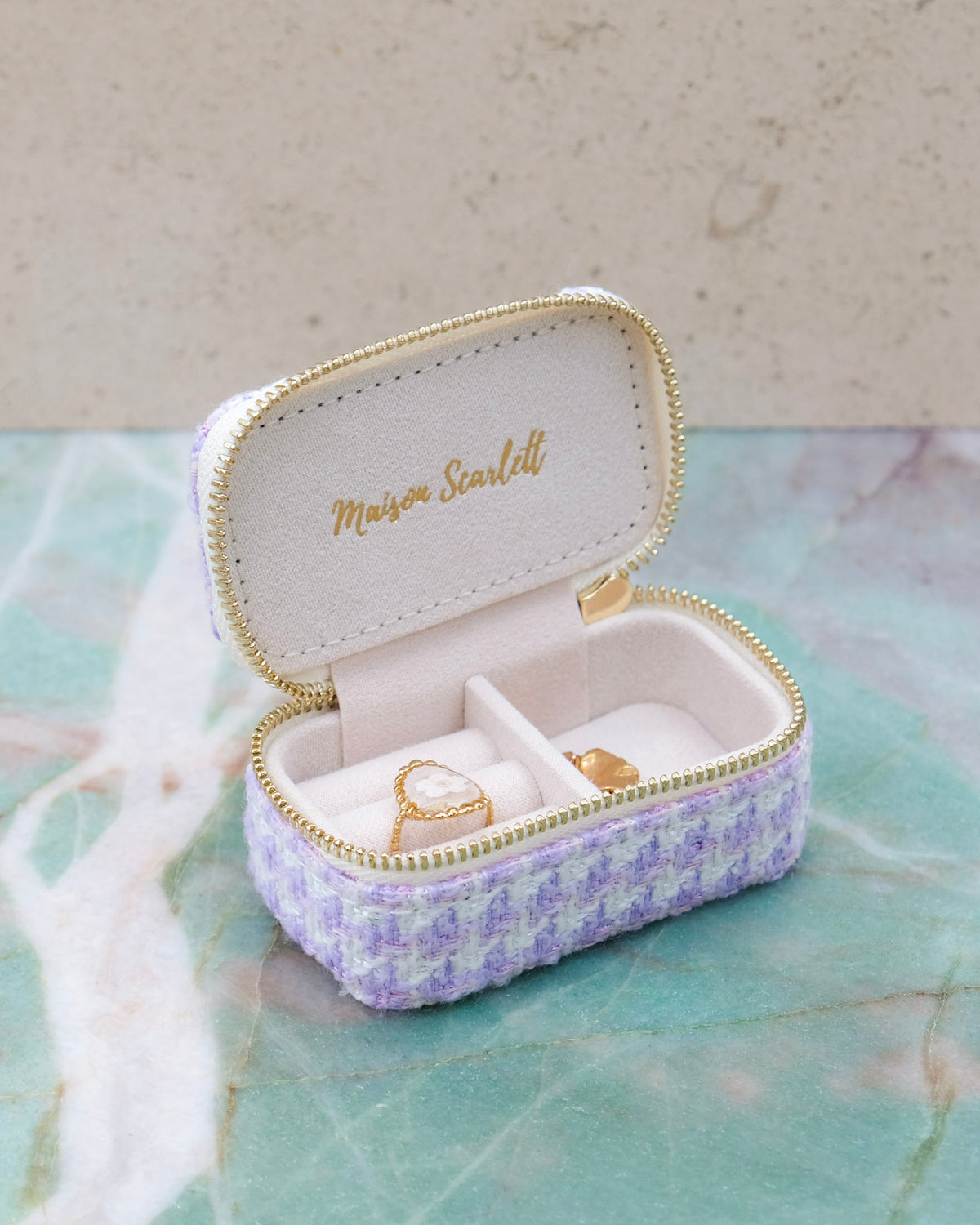 Marie mini houndstooth travel jewelry box - outlet