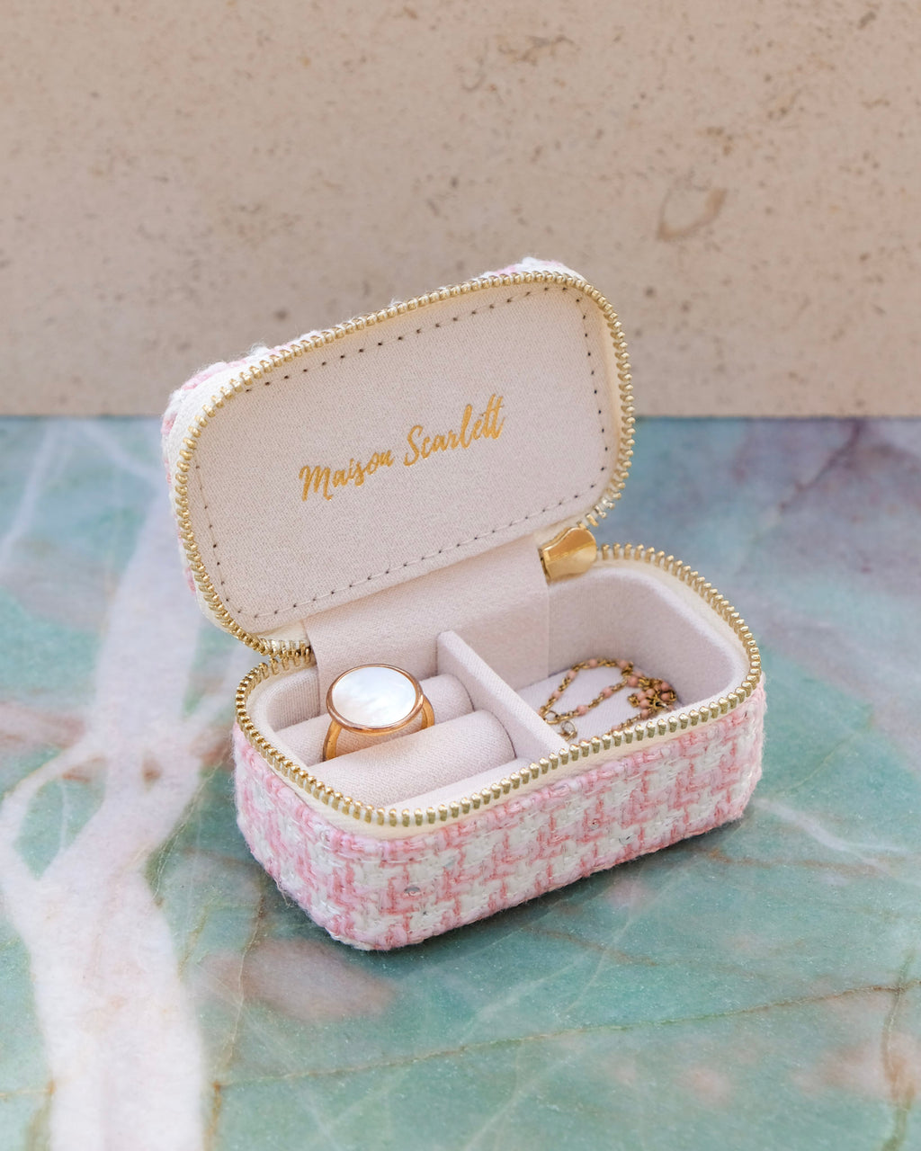 Marie mini houndstooth travel jewelry box - outlet