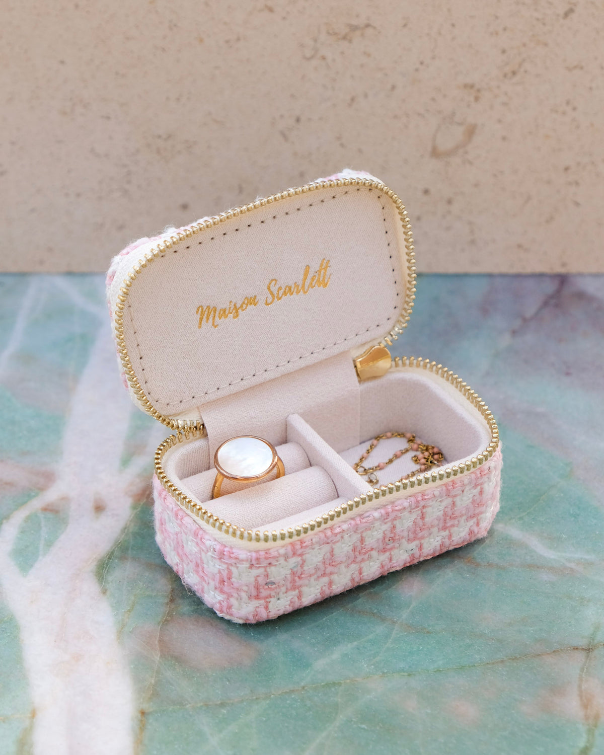 Marie mini houndstooth travel jewelry box - outlet