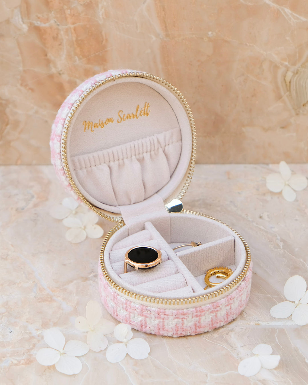 Yvonne houndstooth travel jewelry box