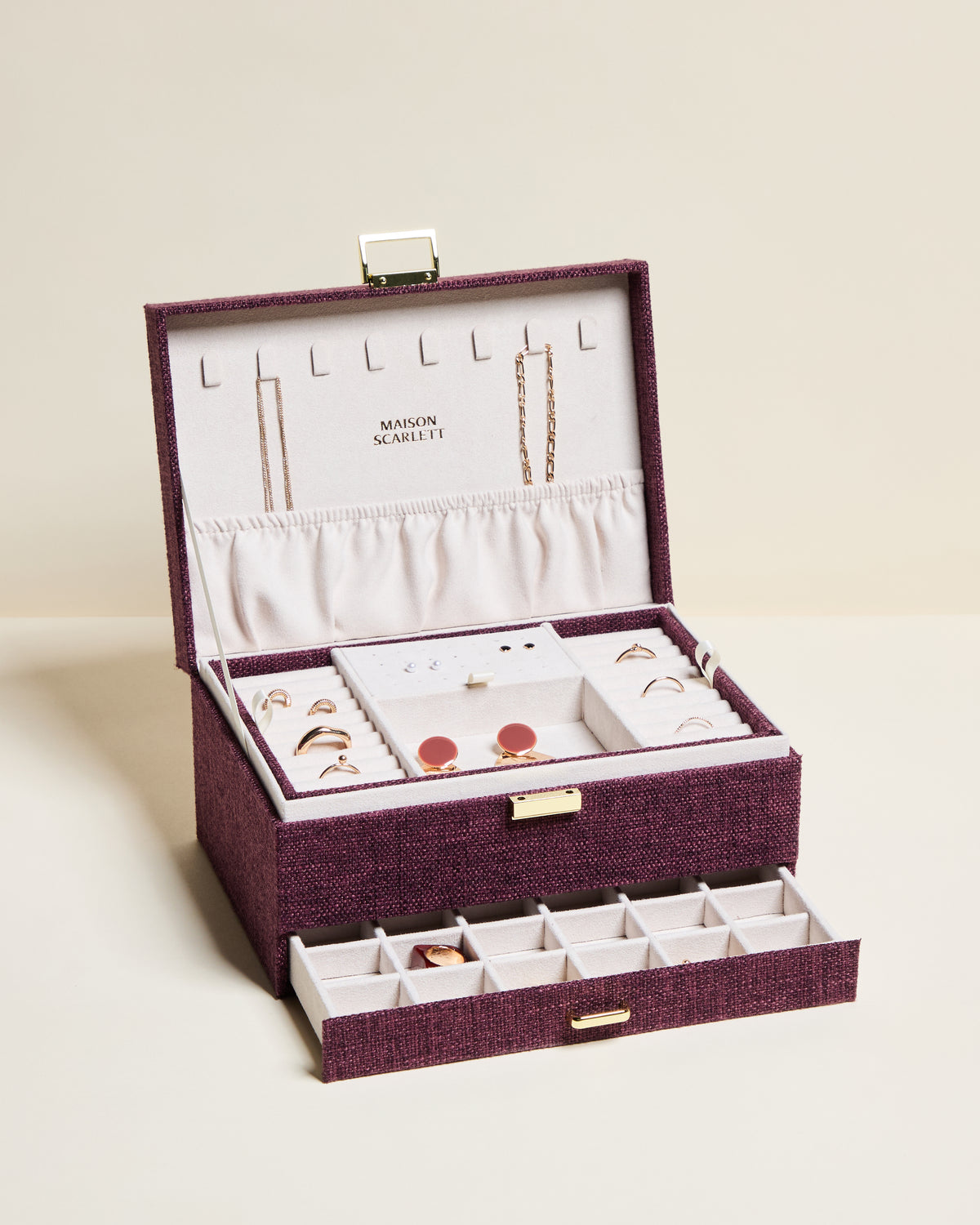 Denise linen effect jewelry box