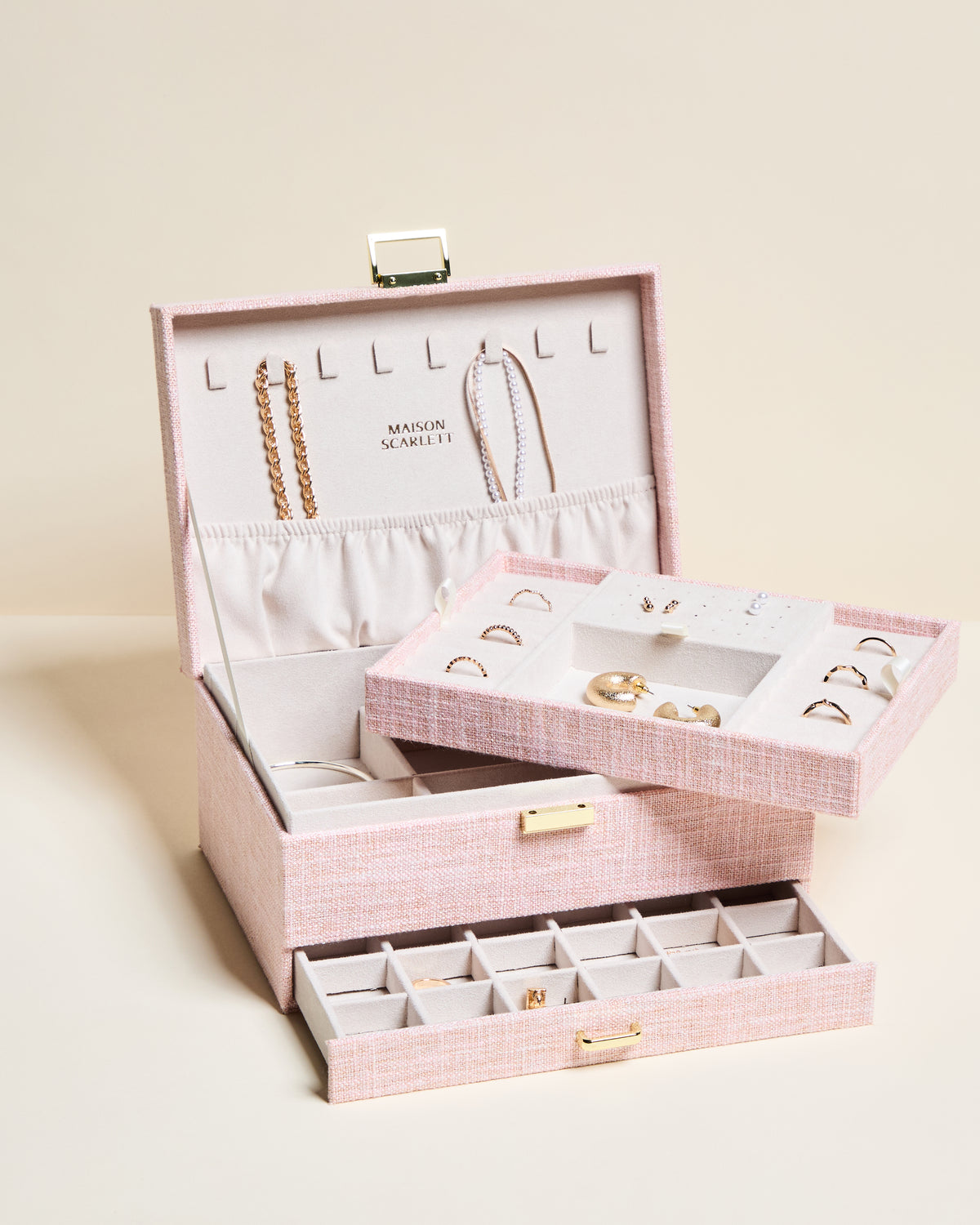 Denise linen effect jewelry box