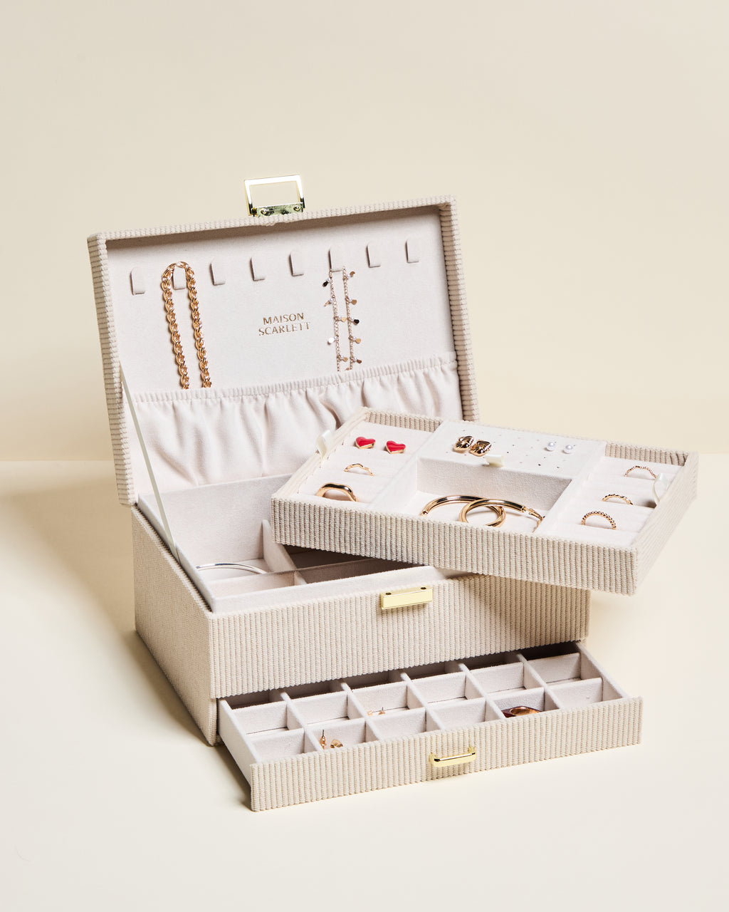 Denise corduroy velvet jewelry box