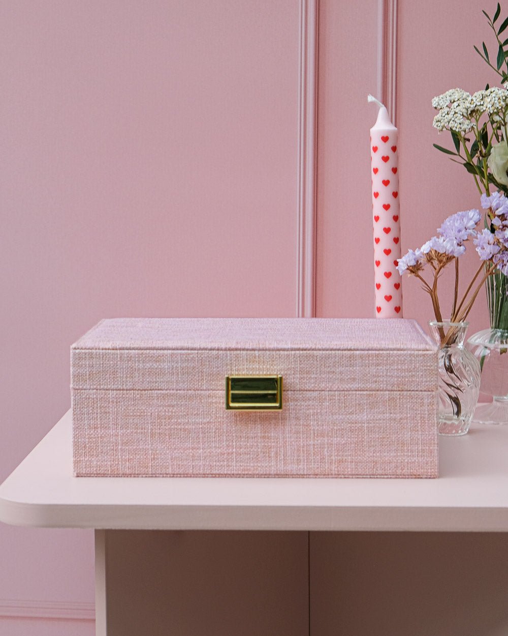 Louise linen-effect jewelry box - outlet