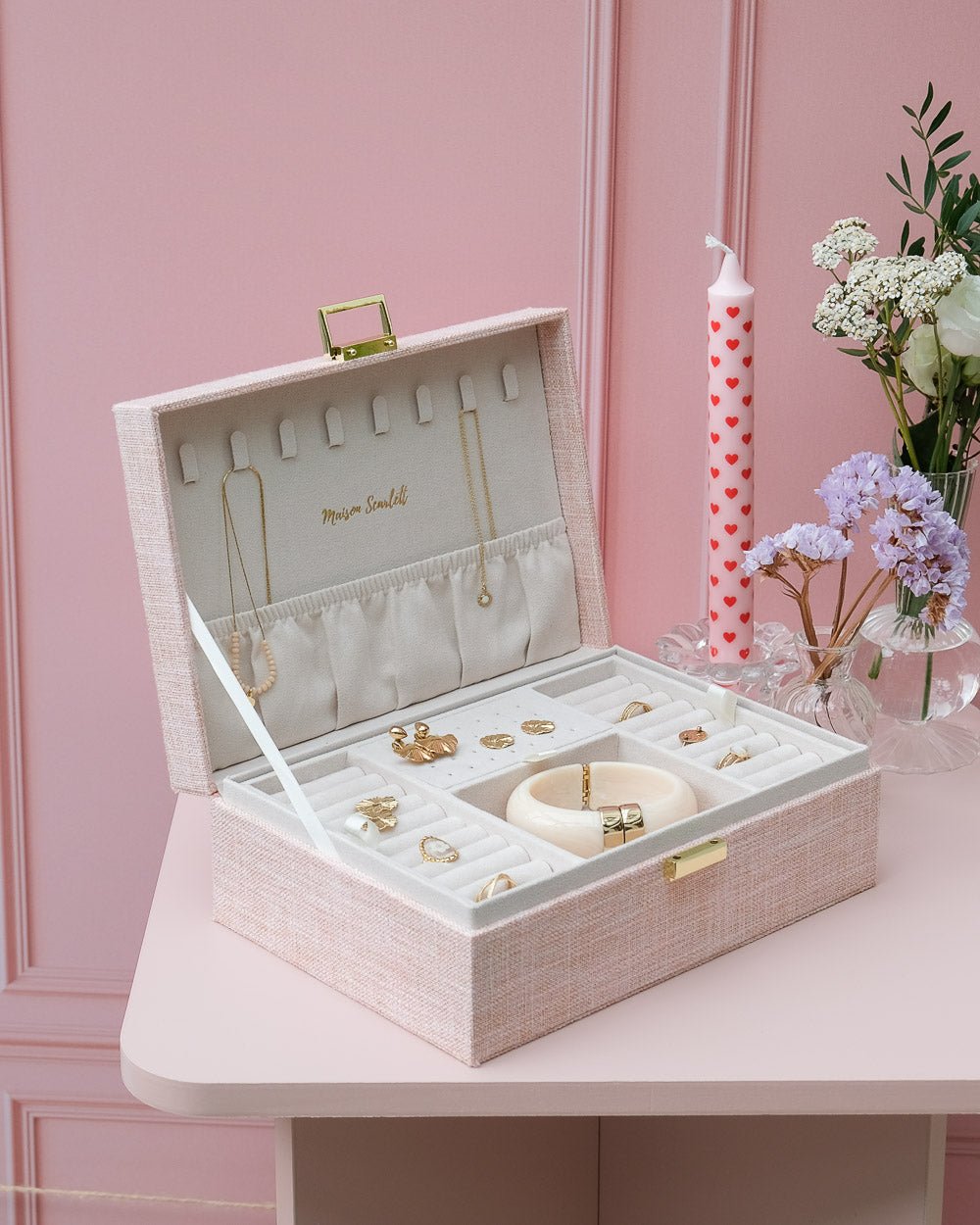 Louise linen-effect jewelry box - outlet