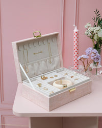 Louise linen-effect jewelry box - outlet