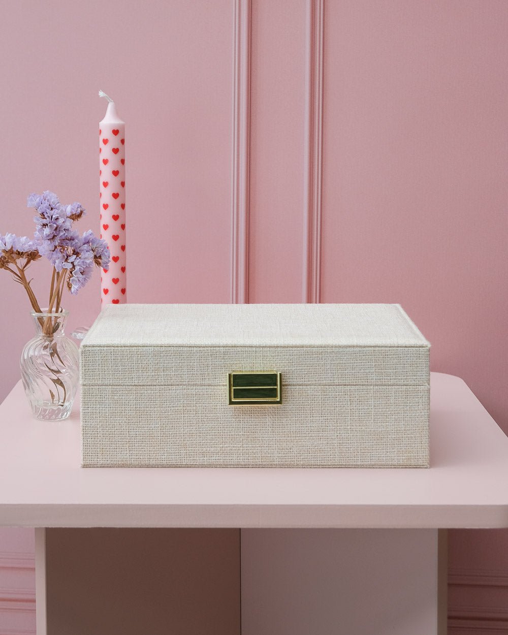 Louise linen-effect jewelry box - outlet