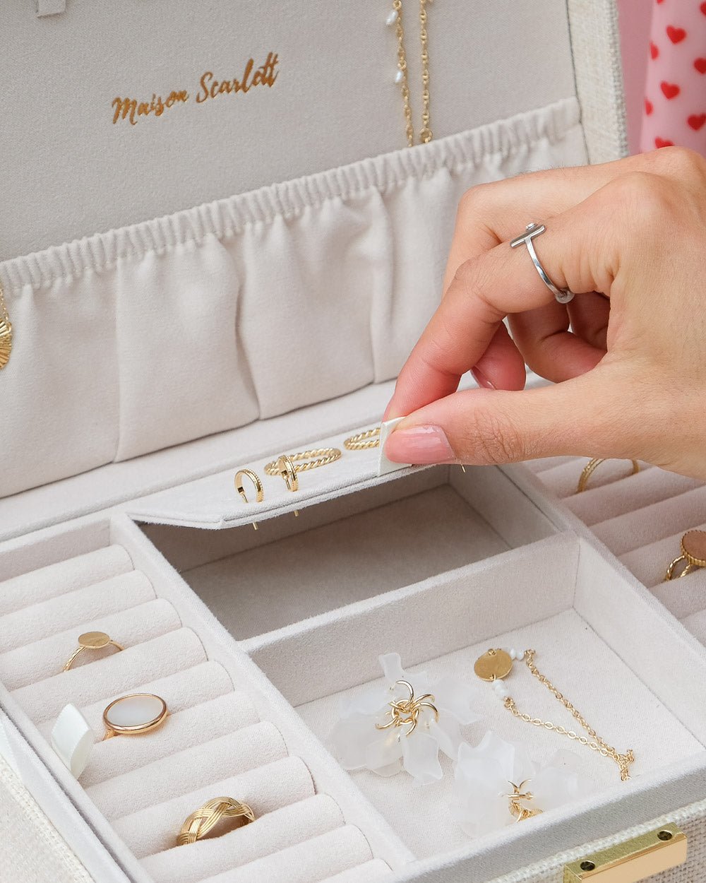 Louise linen-effect jewelry box - outlet