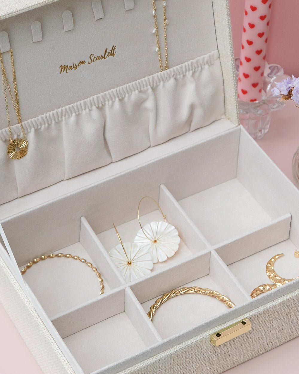 Louise linen-effect jewelry box - outlet