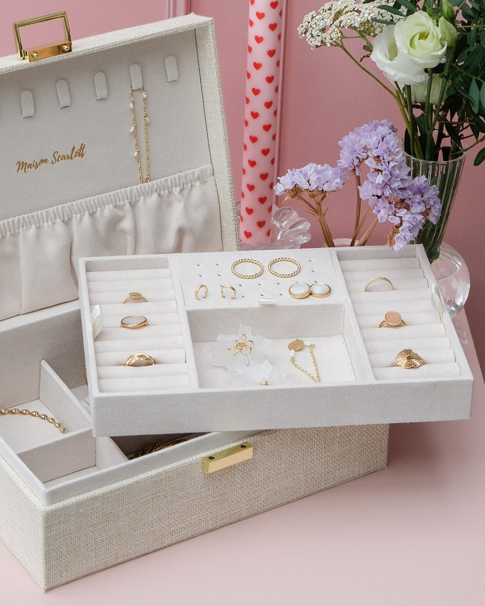 Louise linen-effect jewelry box - outlet