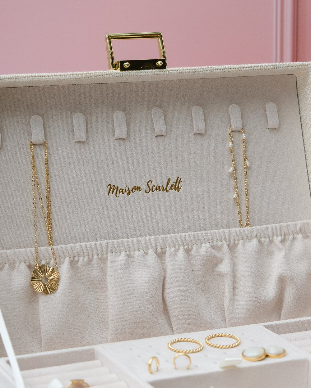 Louise linen-effect jewelry box - outlet