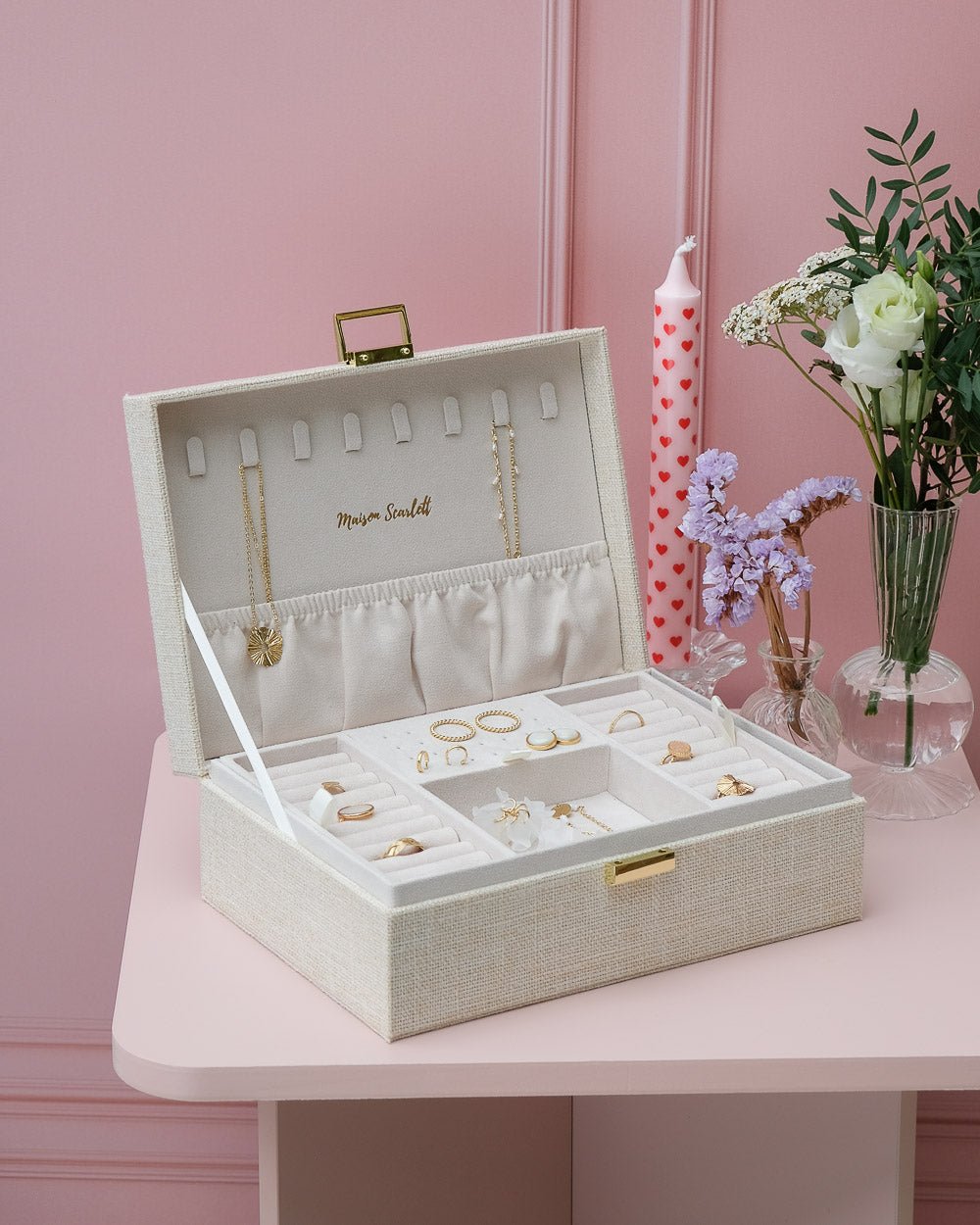 Louise linen-effect jewelry box - outlet