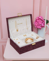 Louise linen-effect jewelry box - outlet