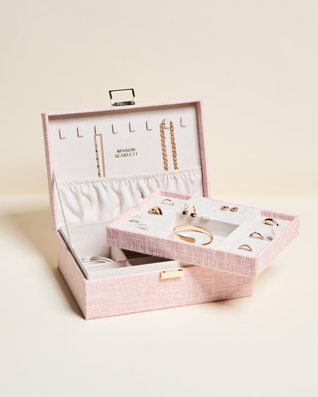 Louise Linen-Look Jewelry Box