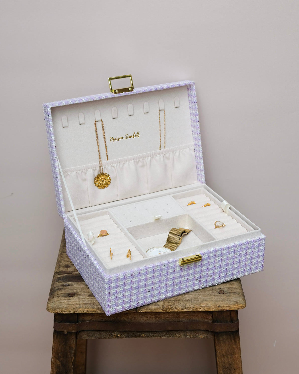Louise Houndstooth Jewelry Box - Outlet