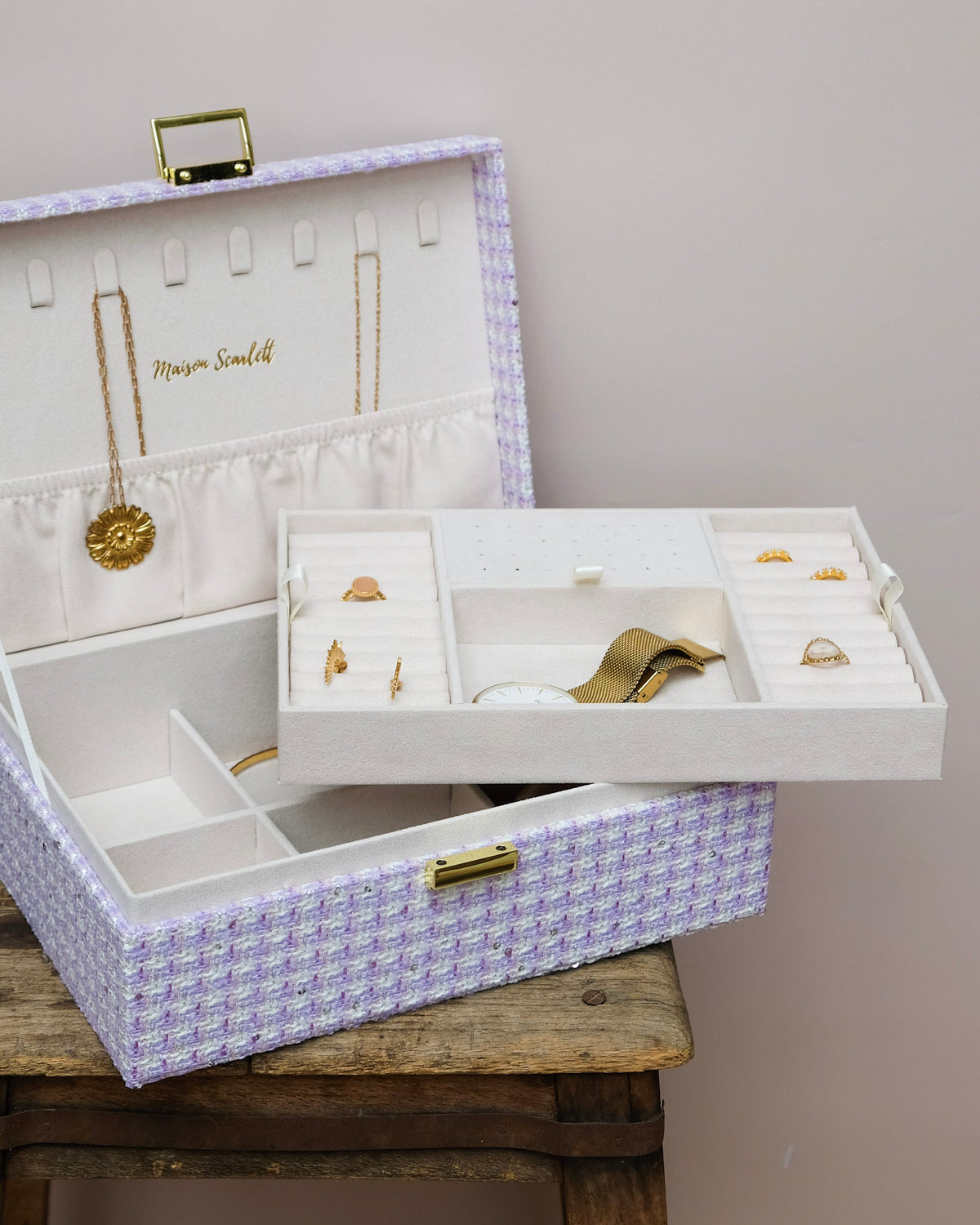 Louise Houndstooth Jewelry Box - Outlet