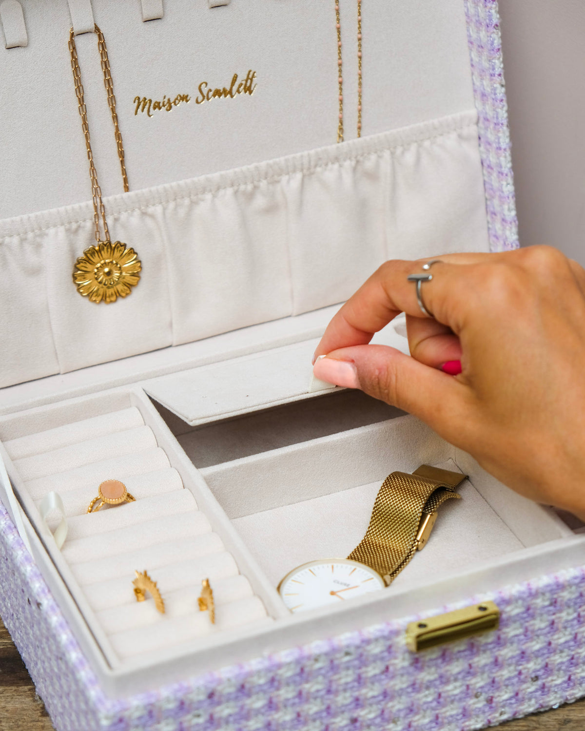 Louise Houndstooth Jewelry Box - Outlet