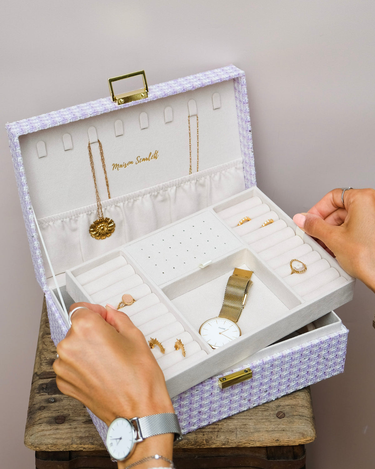 Louise Houndstooth Jewelry Box - Outlet