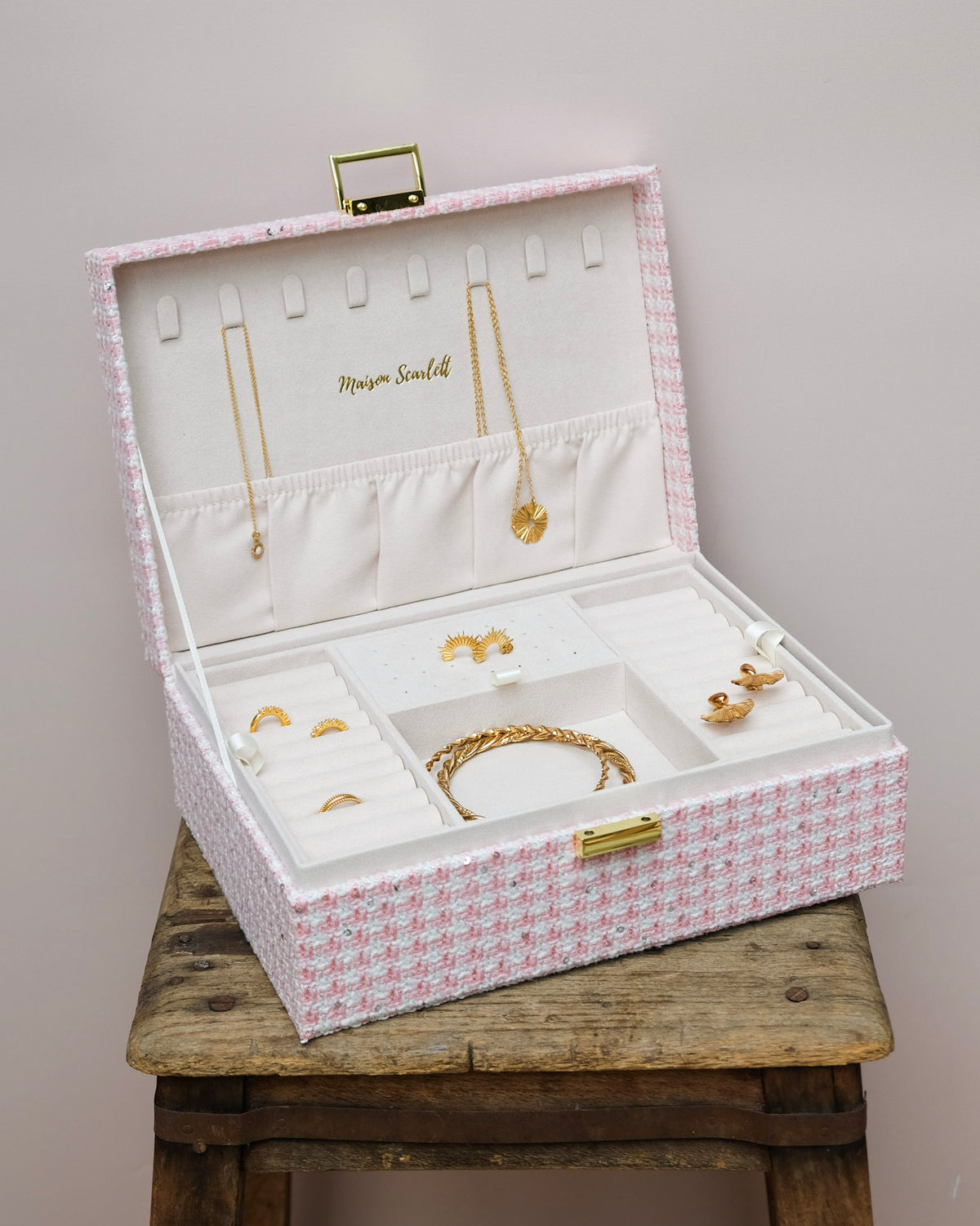 Louise Houndstooth Jewelry Box - Outlet