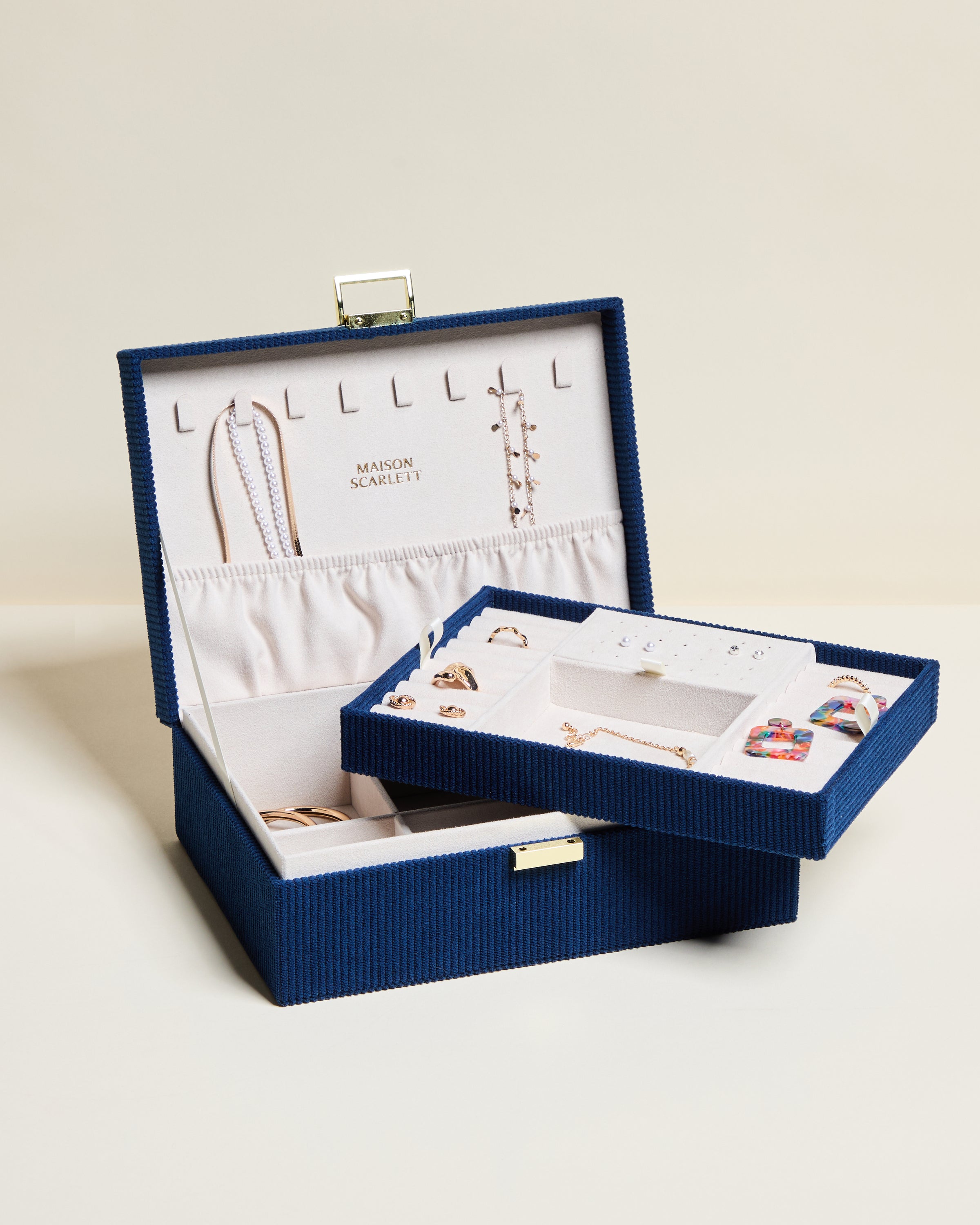 Louise corduroy velvet jewellery box