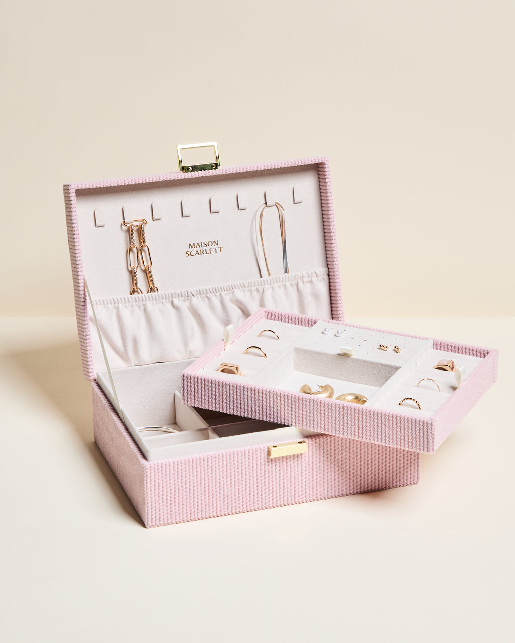 Louise corduroy velvet jewellery box