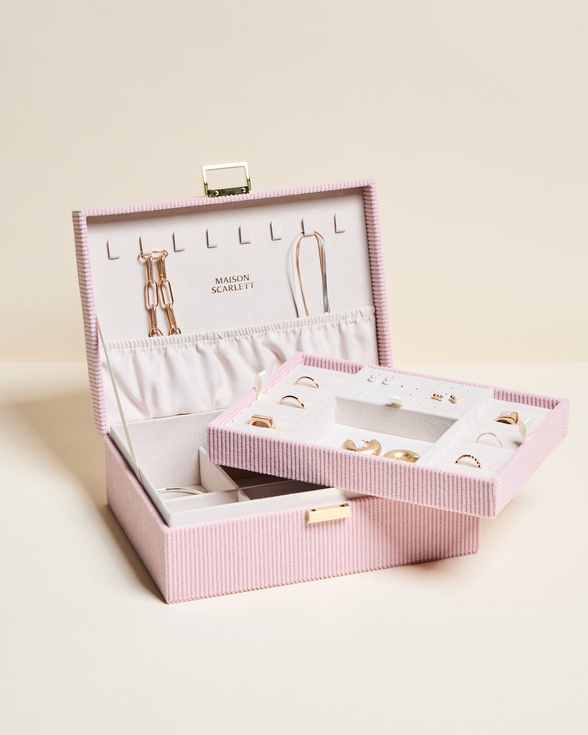 Louise corduroy velvet jewellery box