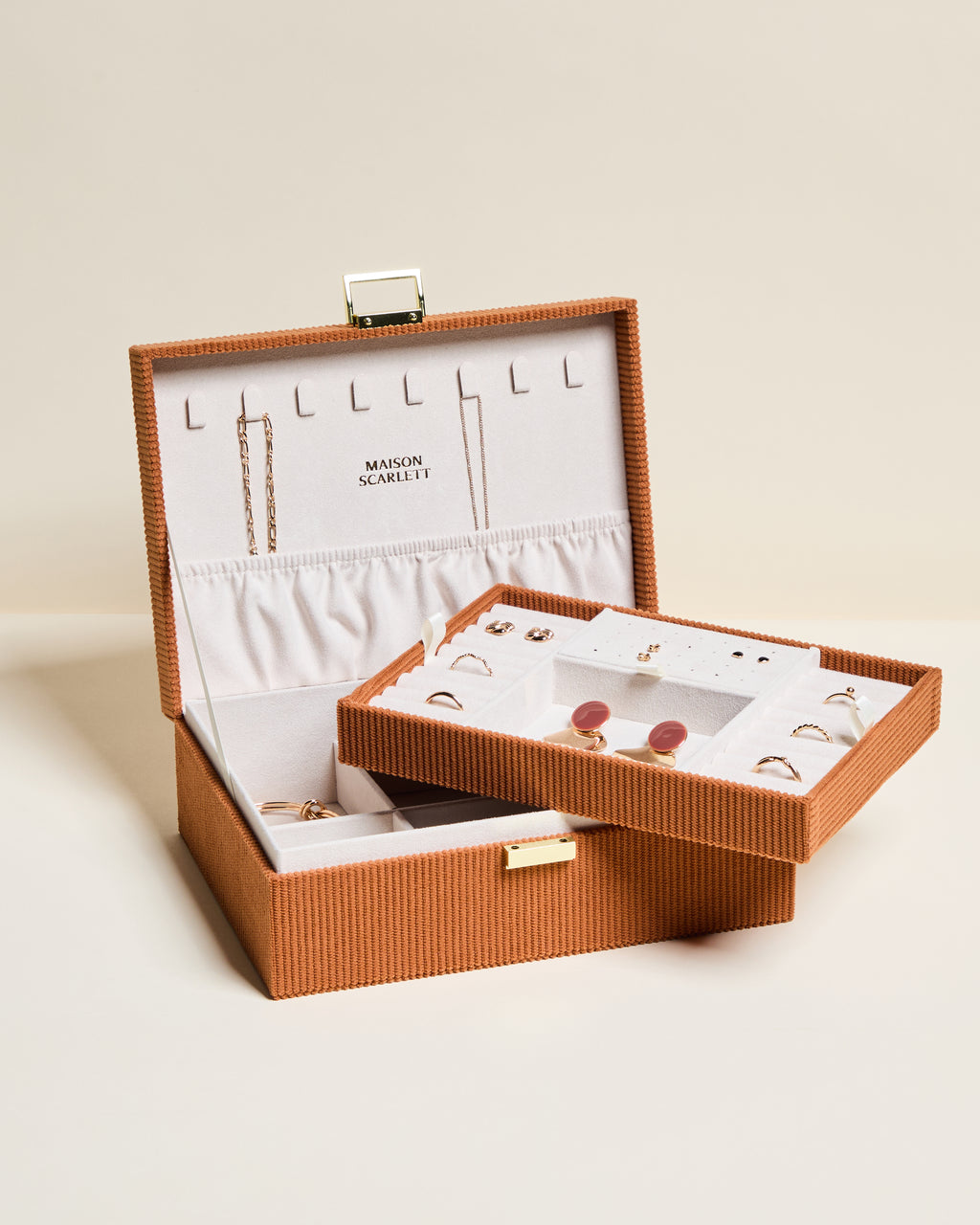 Louise corduroy velvet jewellery box