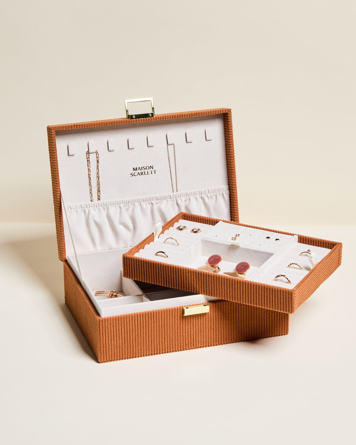 Louise corduroy velvet jewellery box