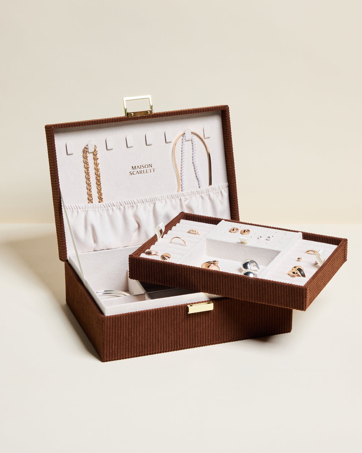 Louise corduroy velvet jewellery box