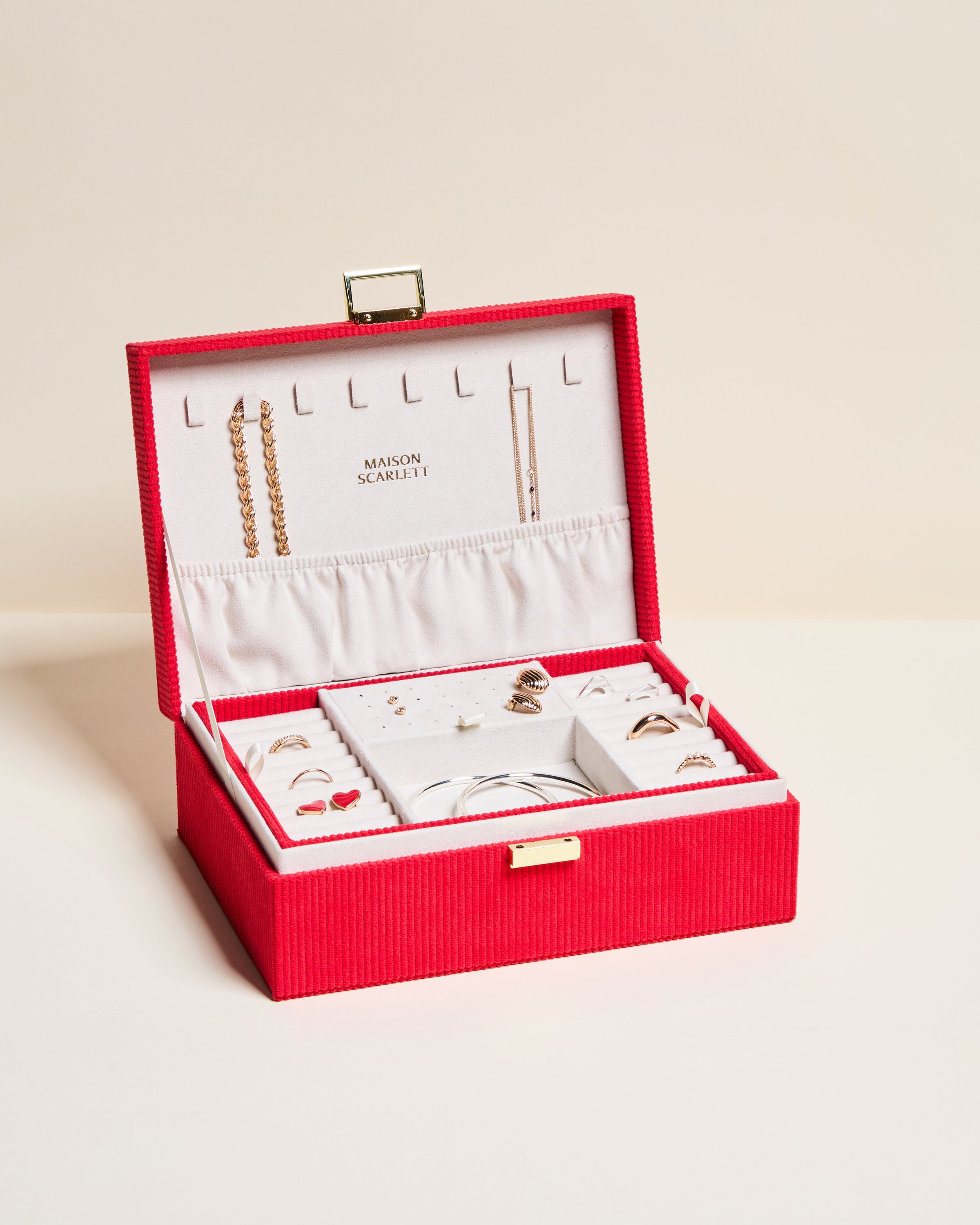 Louise corduroy velvet jewellery box