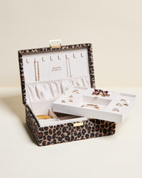 Louise leopard-print velvet jewellery box