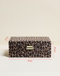 Louise leopard-print velvet jewellery box