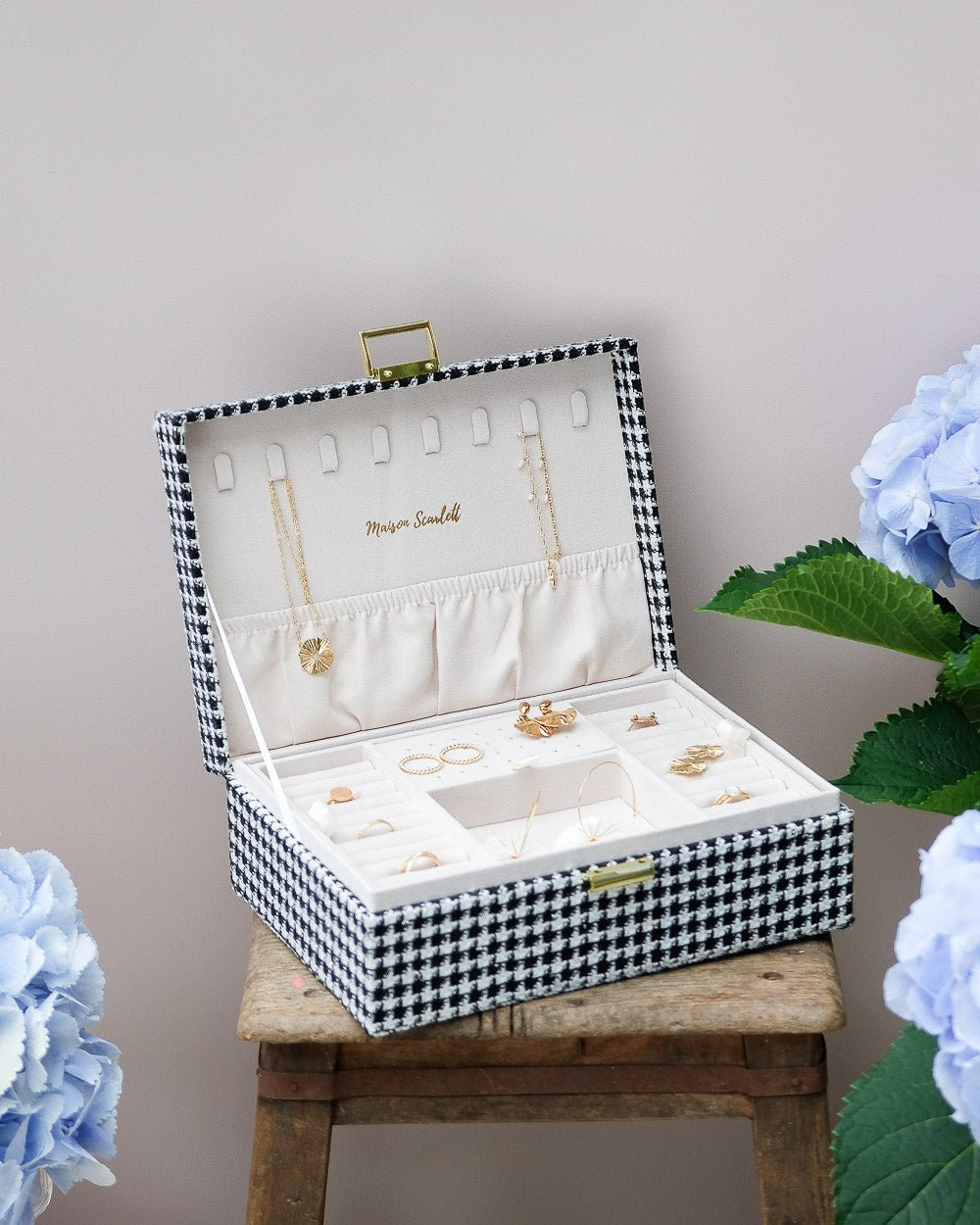 Louise Houndstooth Jewelry Box - Outlet