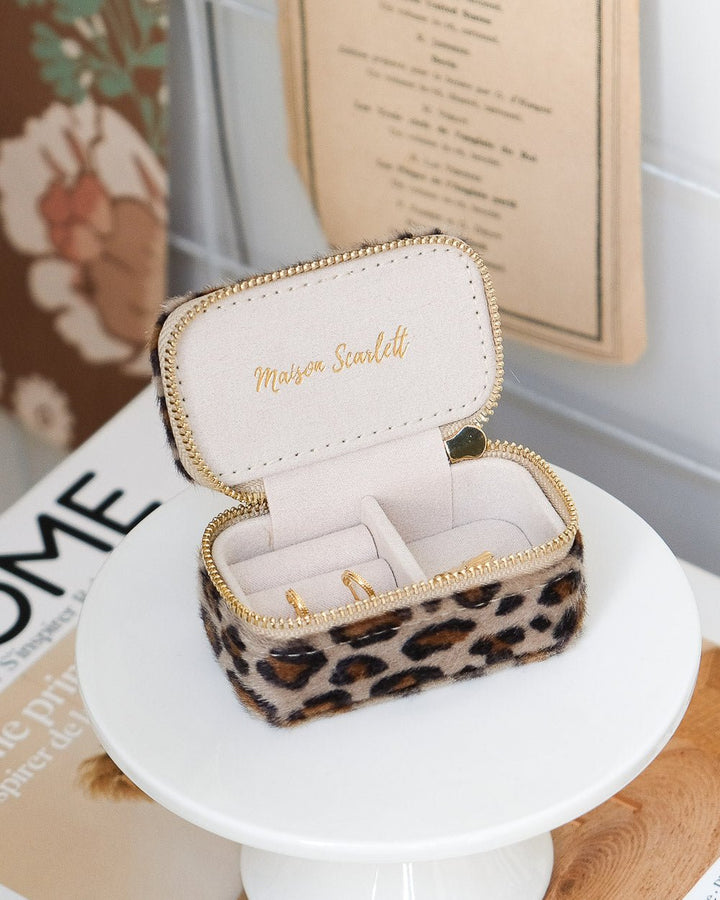 Marie leopard mini travel jewelry box