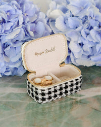 Marie mini houndstooth travel jewelry box - outlet