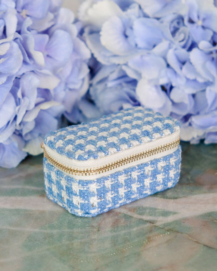 Marie houndstooth mini travel jewelry box