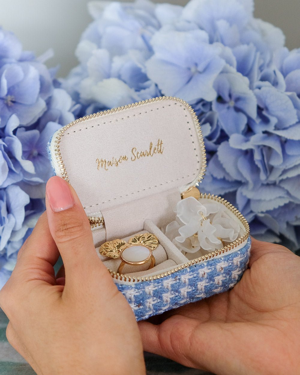 Marie mini houndstooth travel jewelry box - outlet
