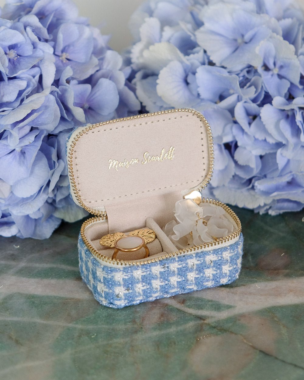 Marie mini houndstooth travel jewelry box - outlet