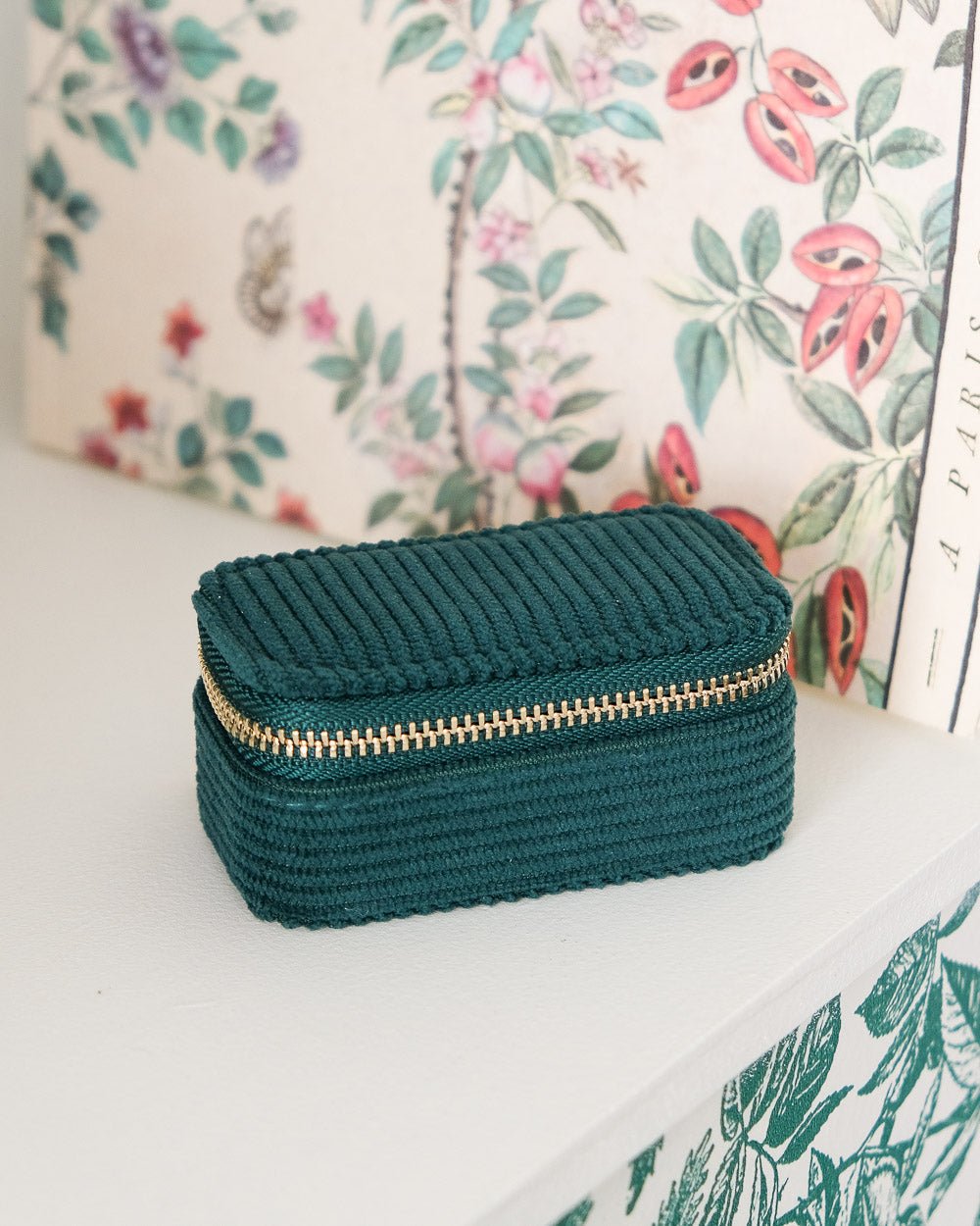 Marie corduroy mini travel jewelry box