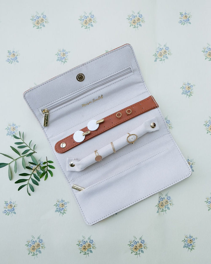 Catherine PU leather travel jewelry pouch