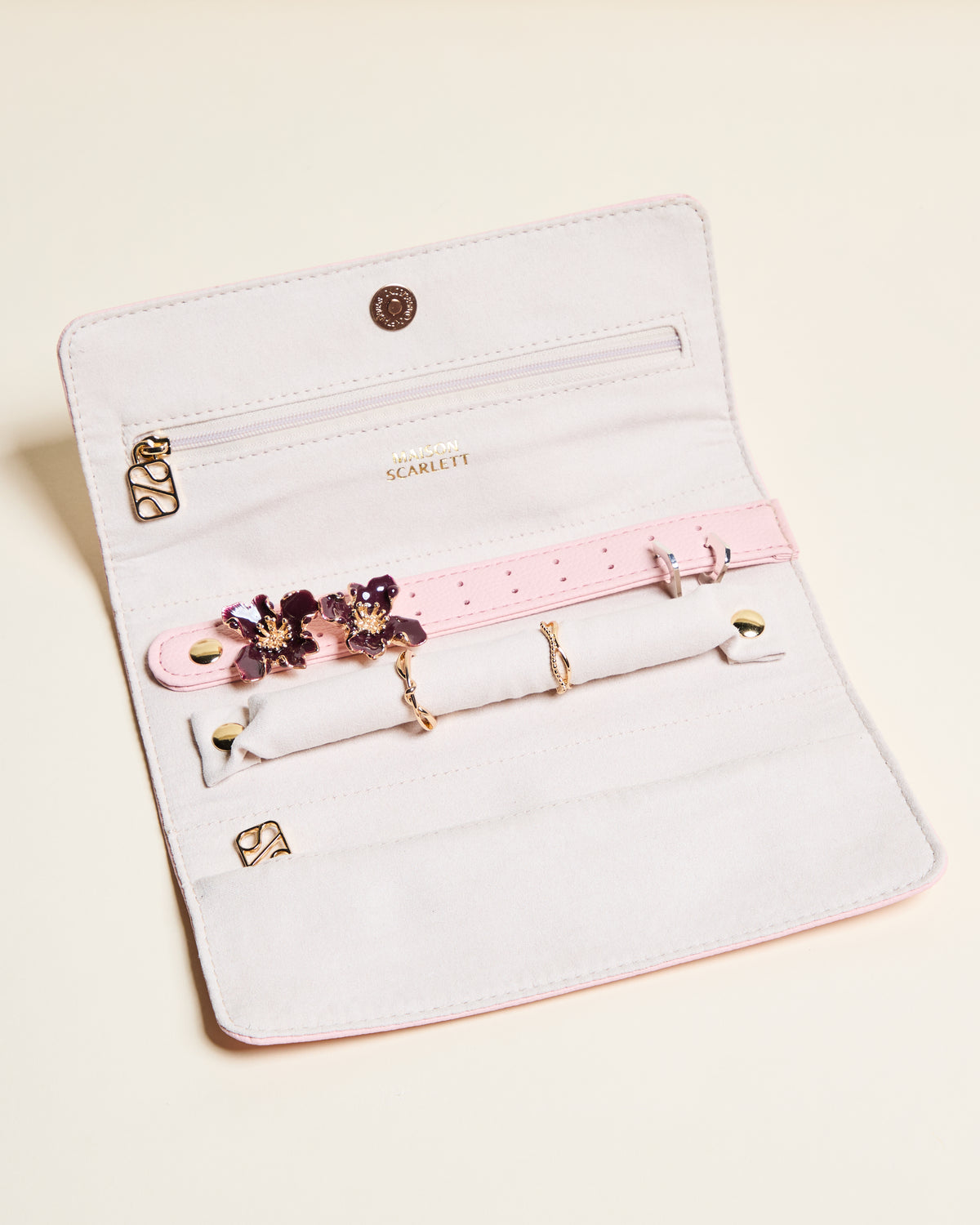 Catherine PU leather travel jewelry pouch