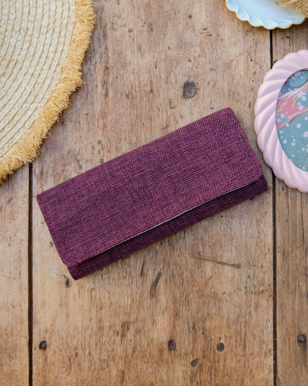 Catherine linen-effect jewelry pouch