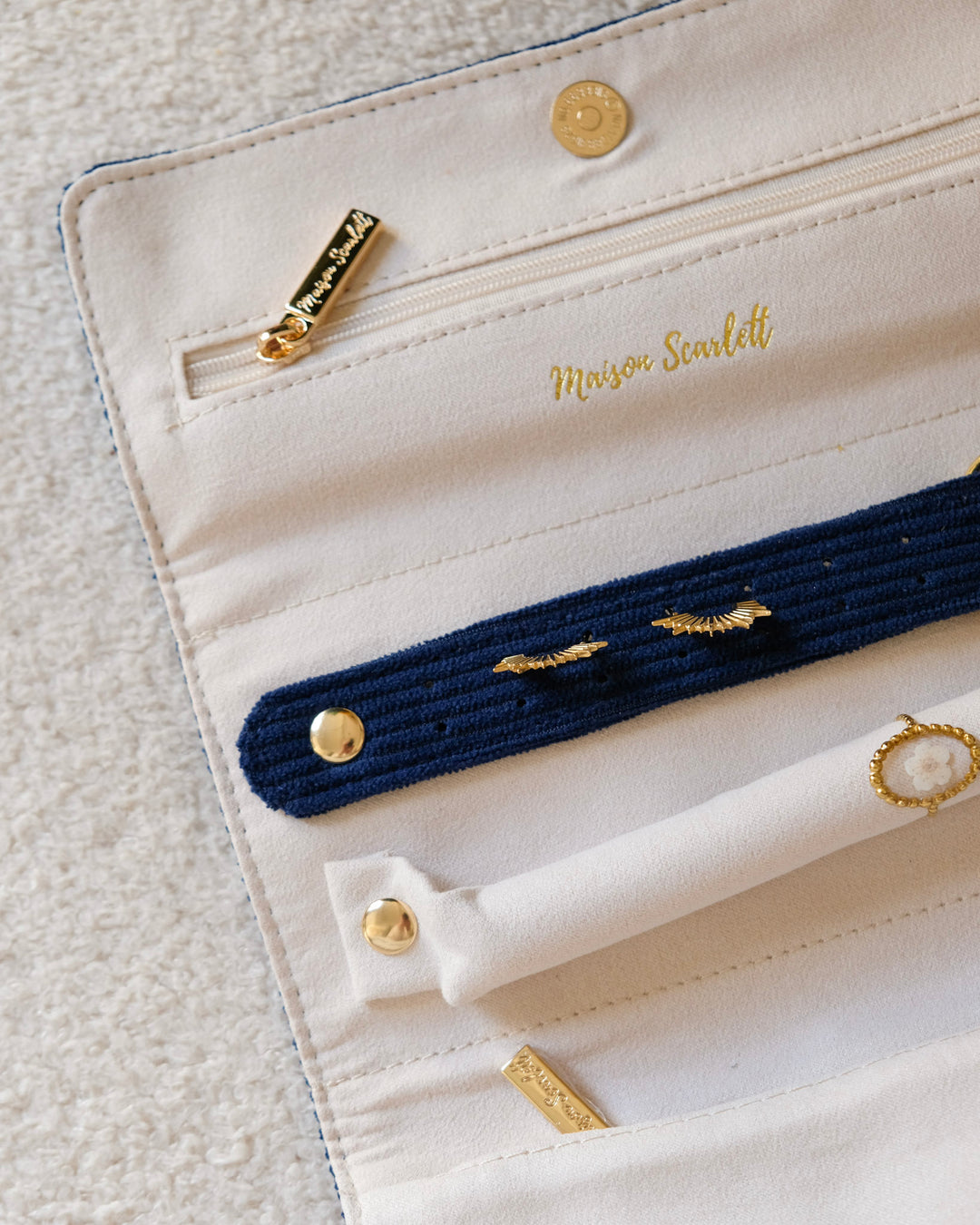 Catherine corduroy travel jewelry pouch