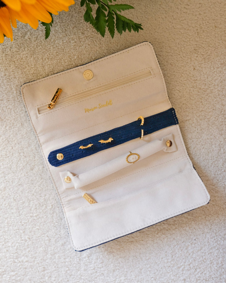 Catherine corduroy travel jewelry pouch